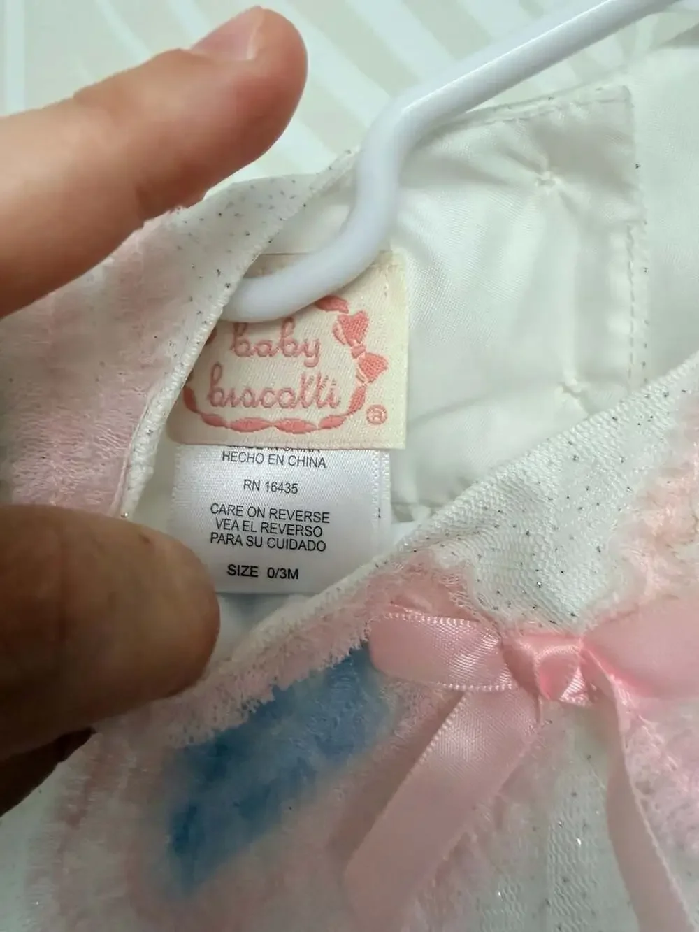 Baby Biscotti White Glitter Tulle Butterfly Dress with 3D Bows